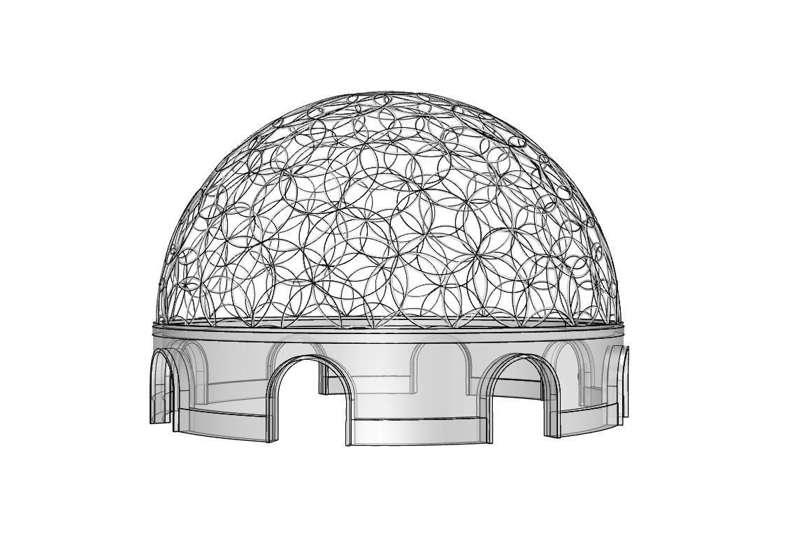 Geodesic Dome Flower of Life Pavilion Architectural Structure  3D model_109