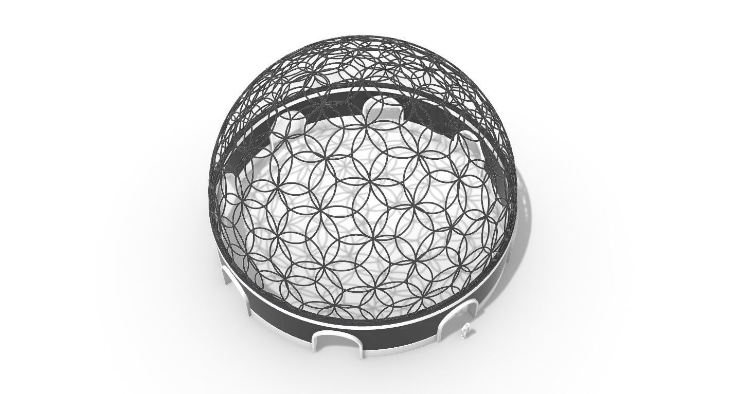 Geodesic Dome Flower of Life Pavilion Architectural Structure  3D model_57