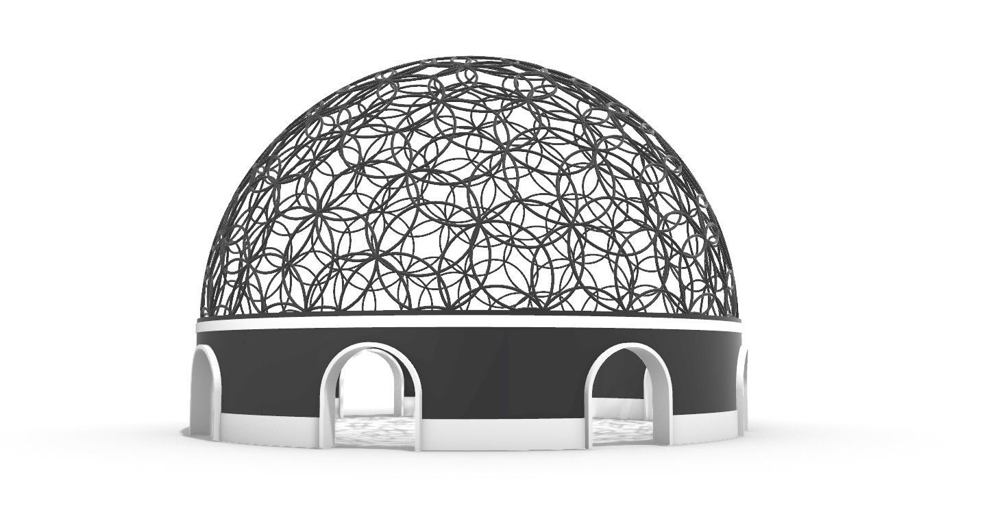 Geodesic Dome Flower of Life Pavilion Architectural Structure  3D model_21