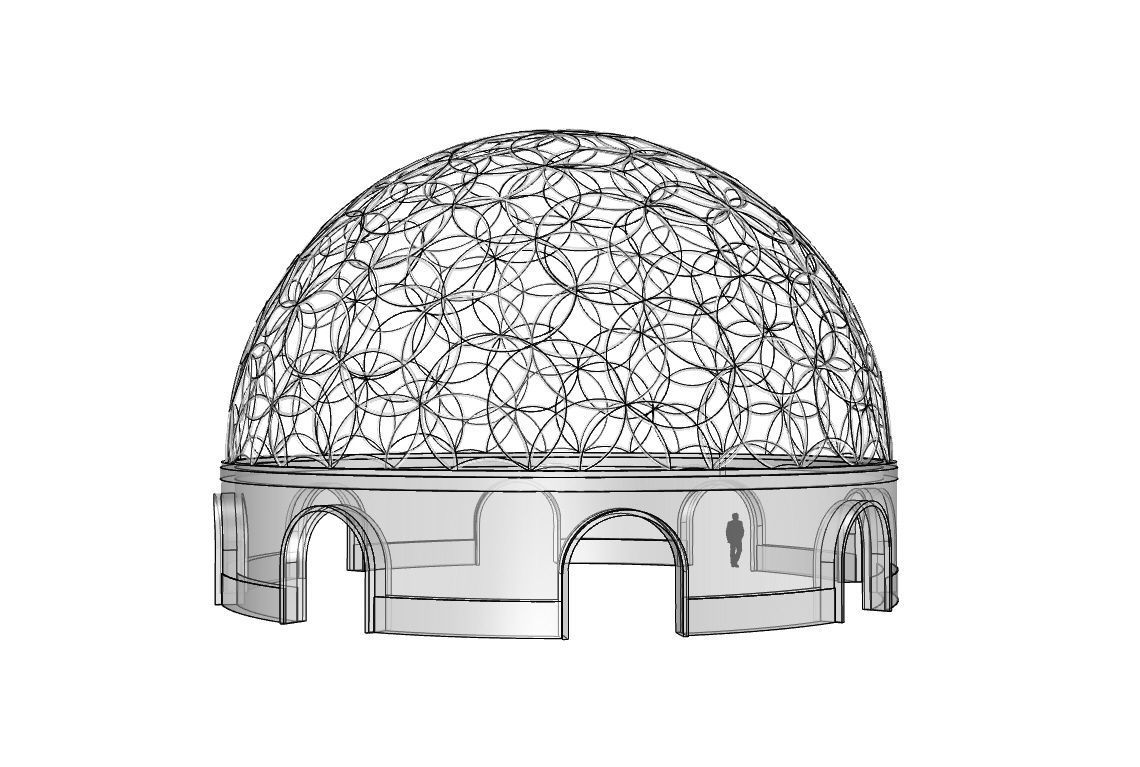 Geodesic Dome Flower of Life Pavilion Architectural Structure  3D model_108