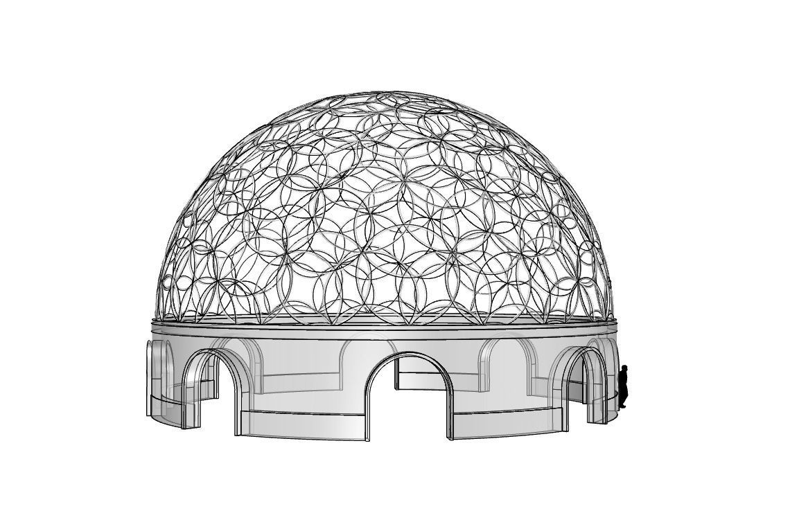 Geodesic Dome Flower of Life Pavilion Architectural Structure  3D model_112