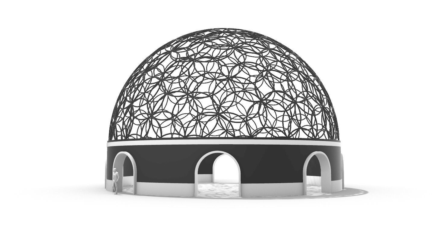 Geodesic Dome Flower of Life Pavilion Architectural Structure  3D model_5