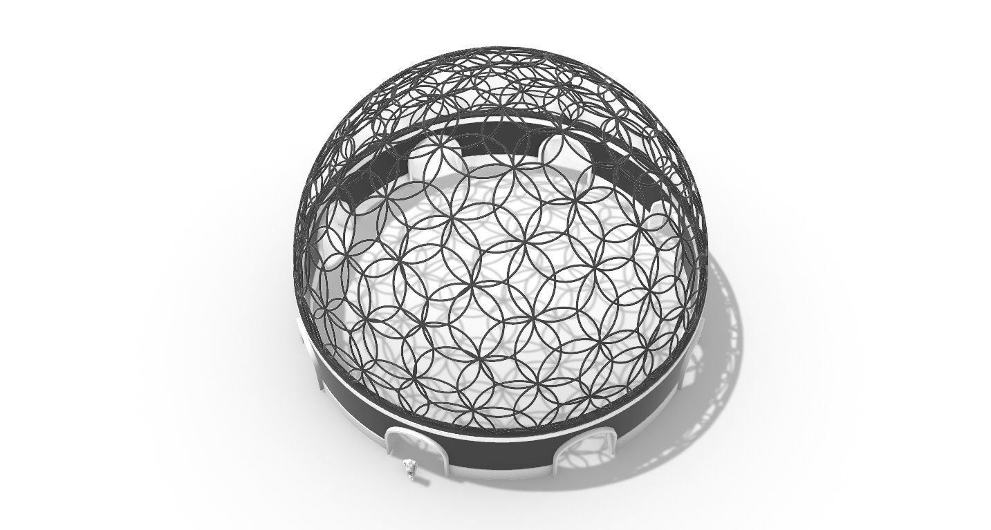 Geodesic Dome Flower of Life Pavilion Architectural Structure  3D model_31