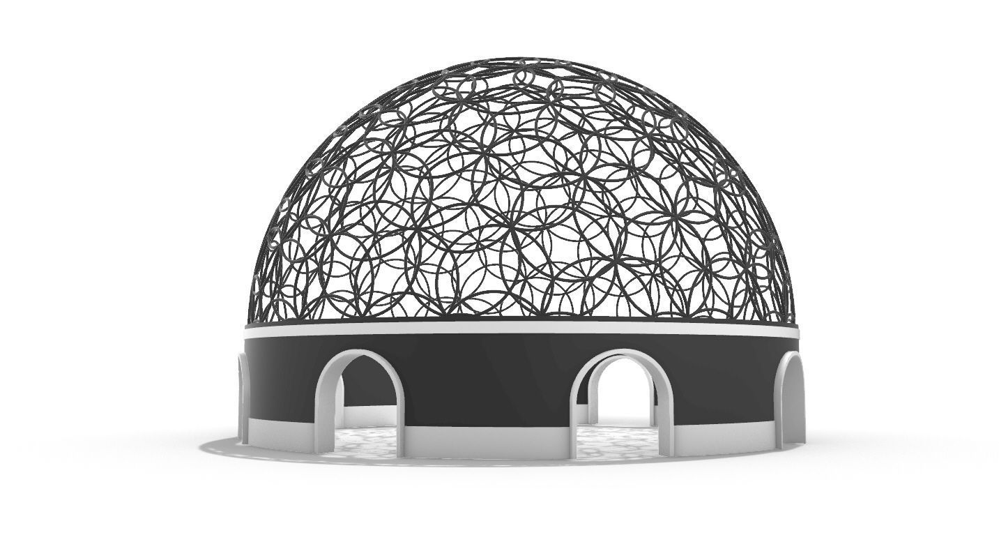 Geodesic Dome Flower of Life Pavilion Architectural Structure  3D model_11