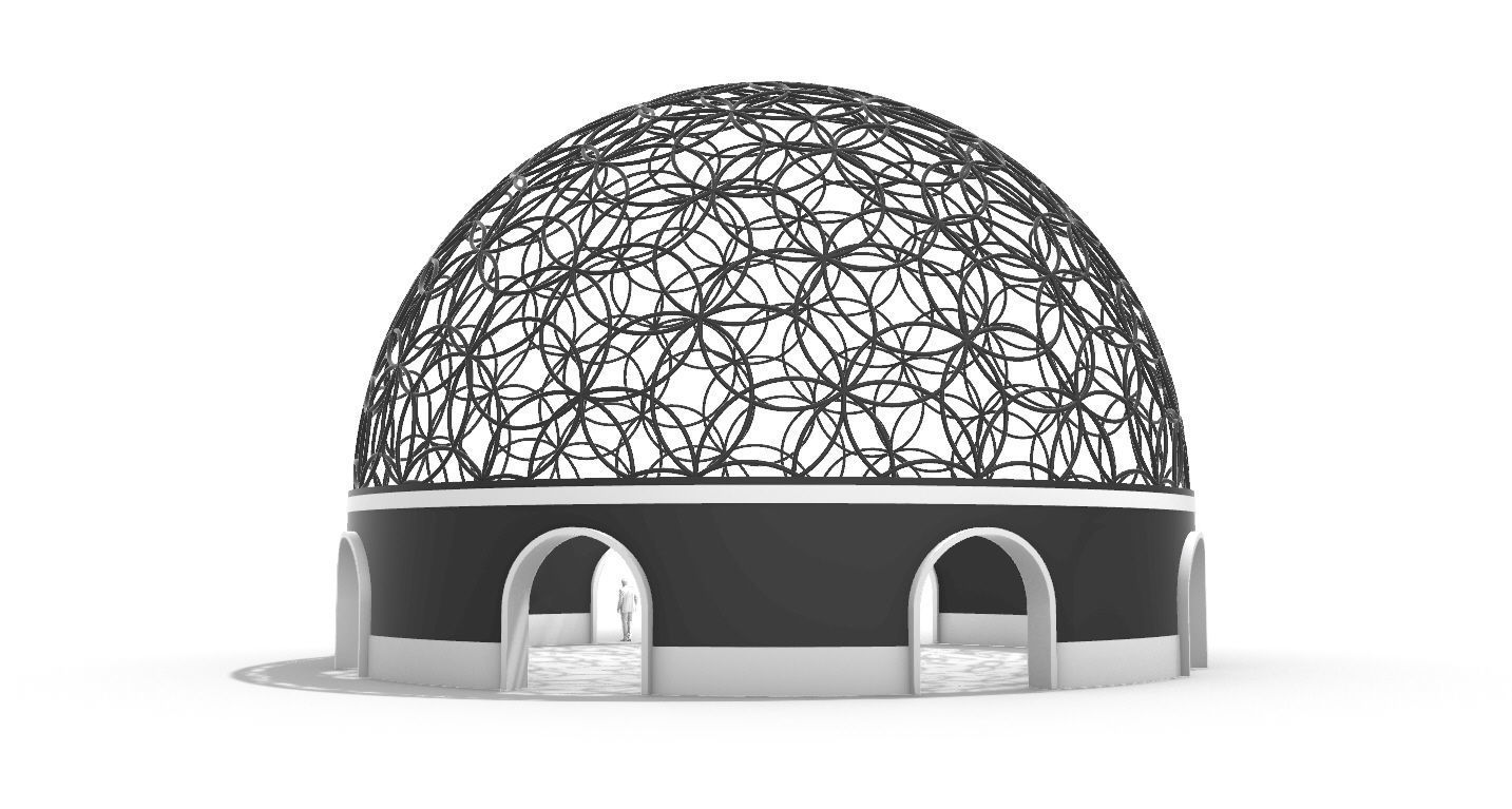 Geodesic Dome Flower of Life Pavilion Architectural Structure  3D model_12