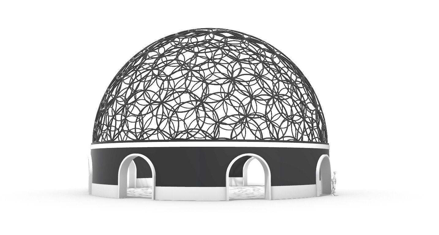 Geodesic Dome Flower of Life Pavilion Architectural Structure  3D model_24