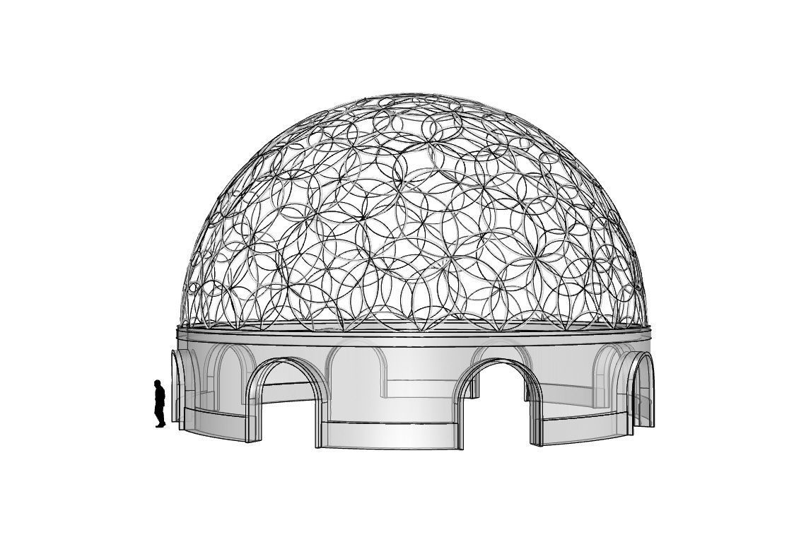 Geodesic Dome Flower of Life Pavilion Architectural Structure  3D model_97