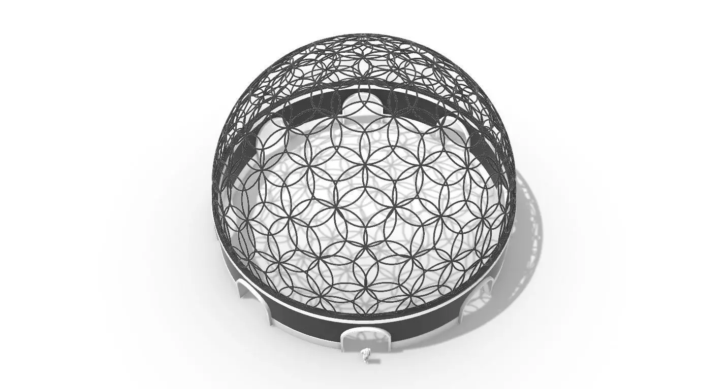 Geodesic Dome Flower of Life Pavilion Architectural Structure  3D model_0