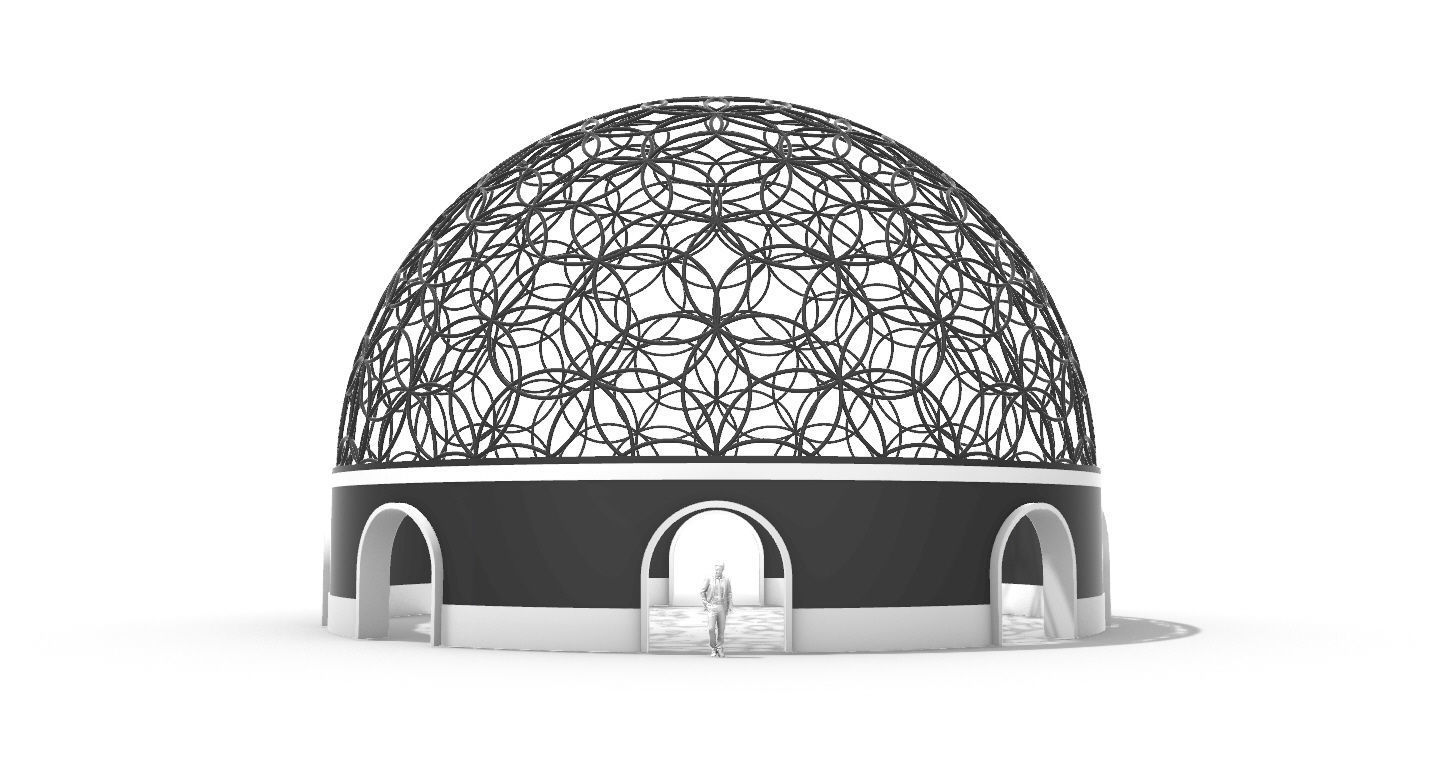 Geodesic Dome Flower of Life Pavilion Architectural Structure  3D model_30