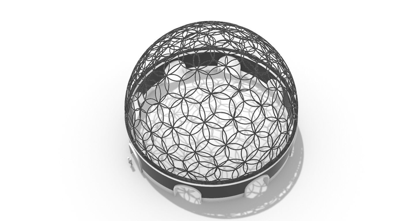 Geodesic Dome Flower of Life Pavilion Architectural Structure  3D model_35