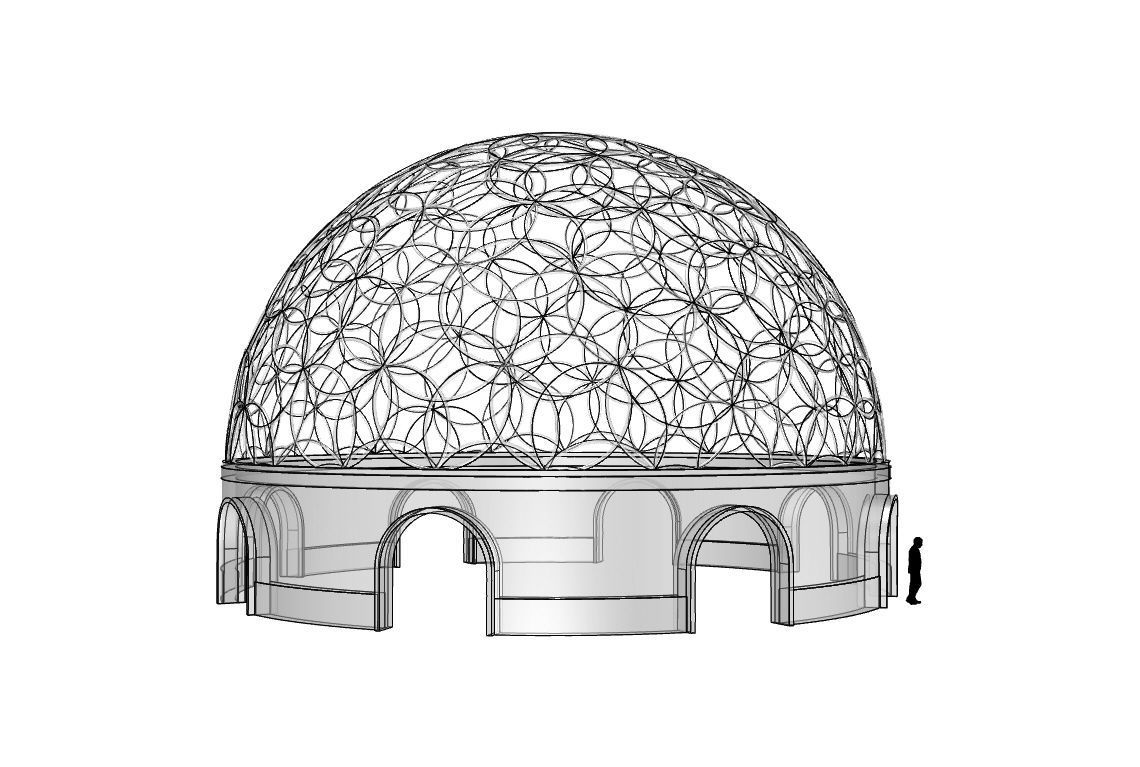 Geodesic Dome Flower of Life Pavilion Architectural Structure  3D model_113