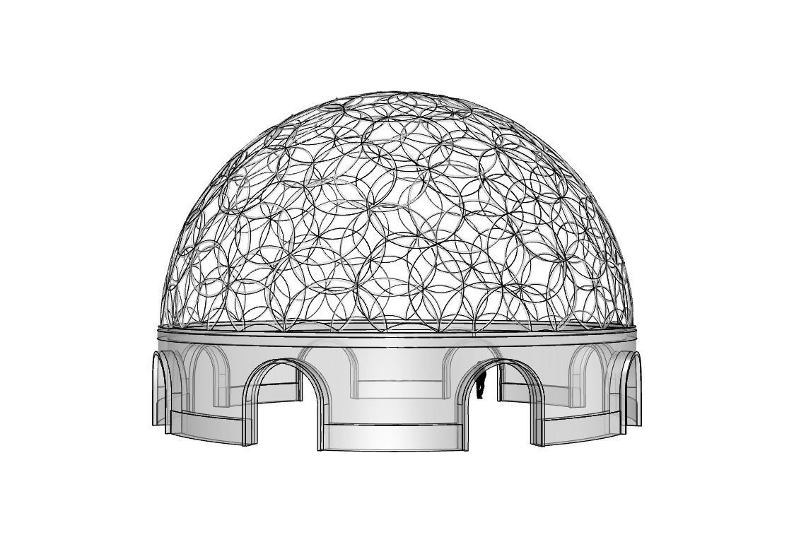 Geodesic Dome Flower of Life Pavilion Architectural Structure  3D model_106