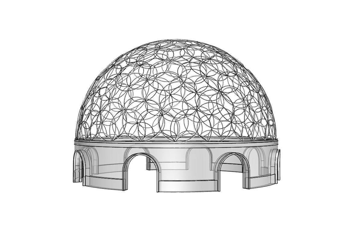 Geodesic Dome Flower of Life Pavilion Architectural Structure  3D model_94