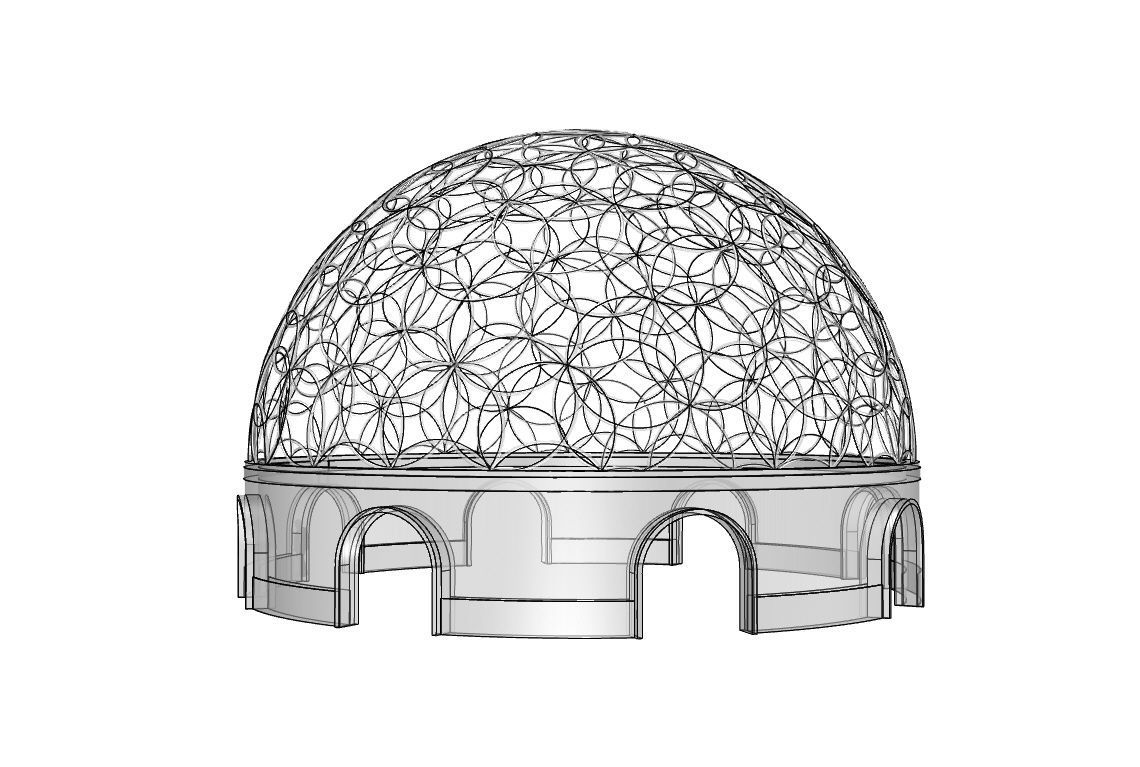 Geodesic Dome Flower of Life Pavilion Architectural Structure  3D model_99