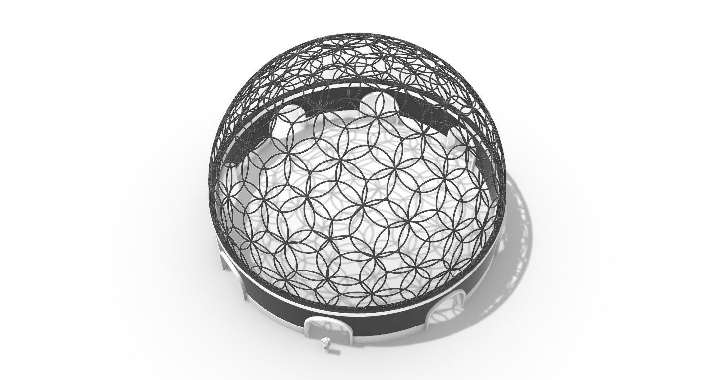 Geodesic Dome Flower of Life Pavilion Architectural Structure  3D model_32