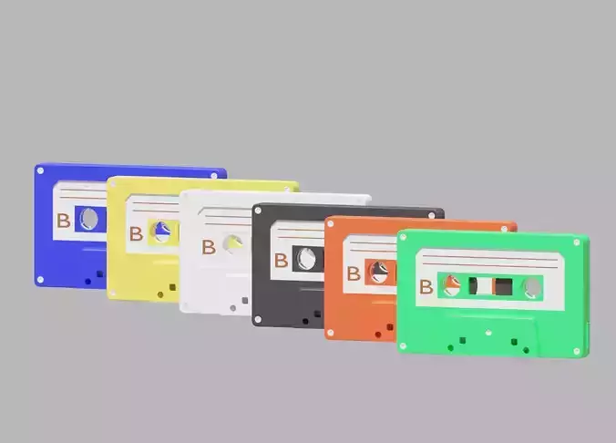 Cartoon Cassette Audio Tape Low-poly 3D model