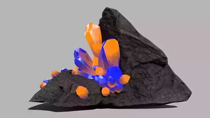 Crystal Set rock with orange and crystals