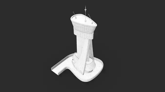 Air Traffic Control Mumbai Low-poly 3D model