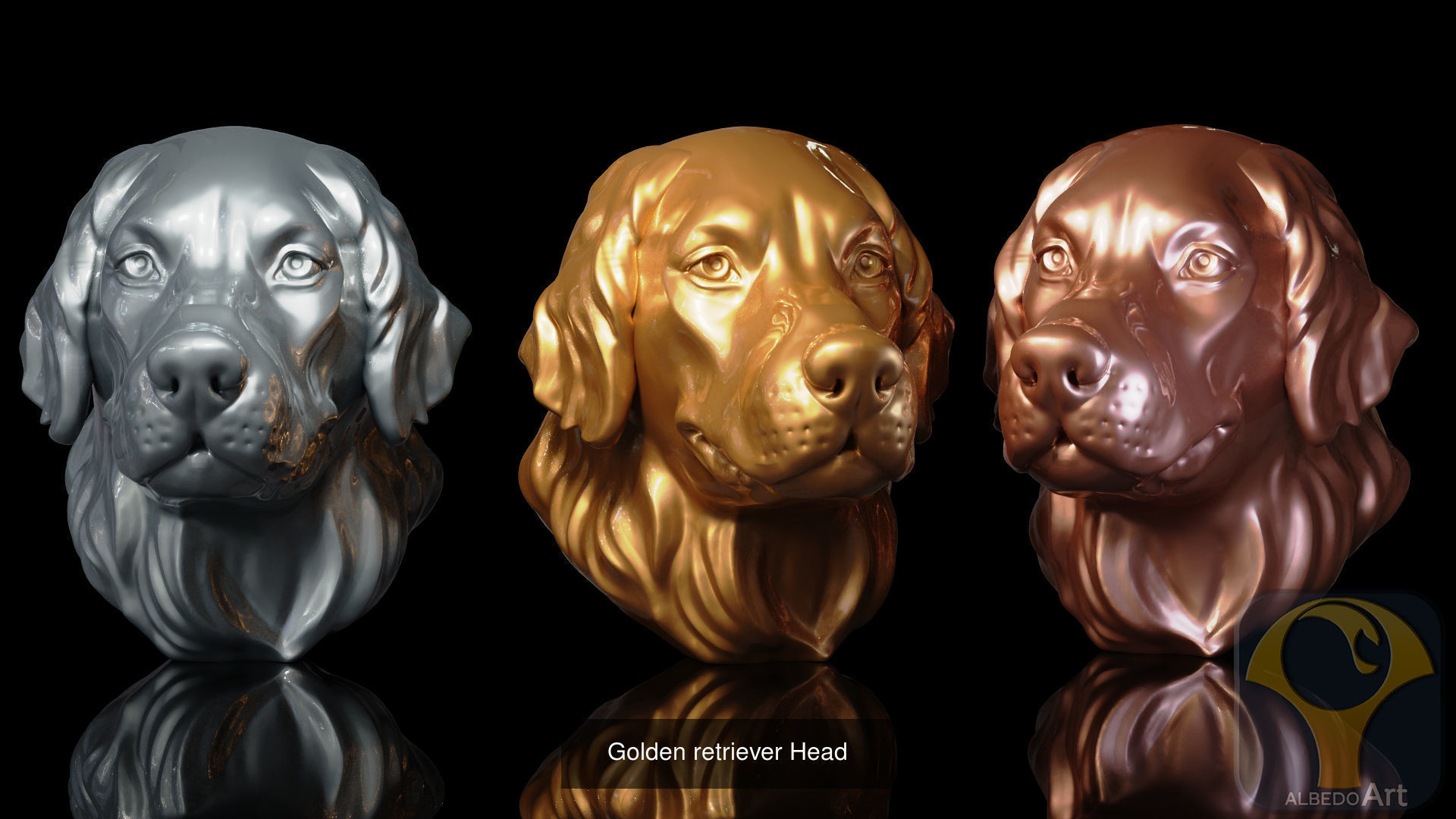 Dog Head 3D Model Collection_3