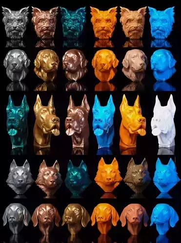 Dog Head 3D Model Collection