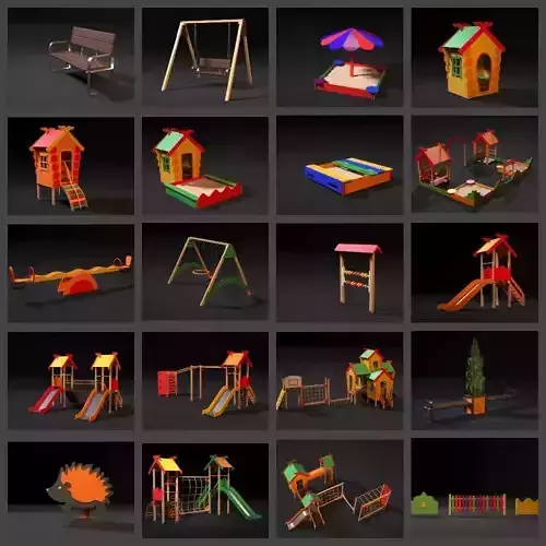 Playground wooden swing