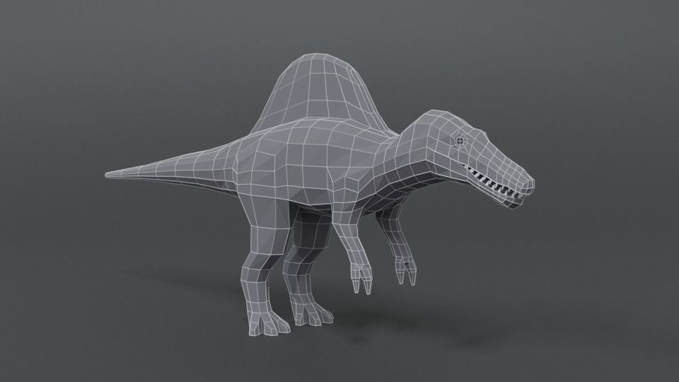 Low Poly Cartoon Spinosaurus Dinosaur Low-poly 3D model_15