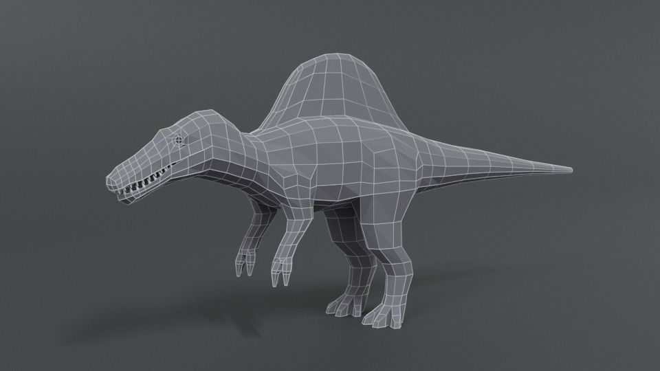 Low Poly Cartoon Spinosaurus Dinosaur Low-poly 3D model_9