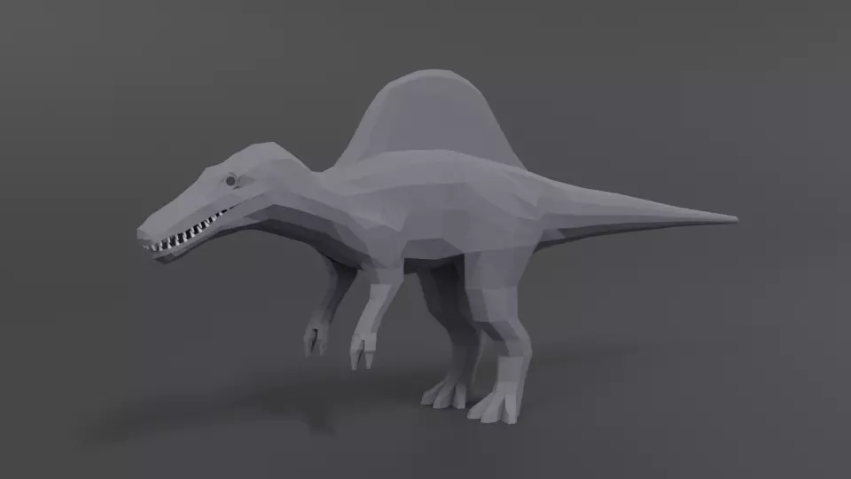 Low Poly Cartoon Spinosaurus Dinosaur Low-poly 3D model_0