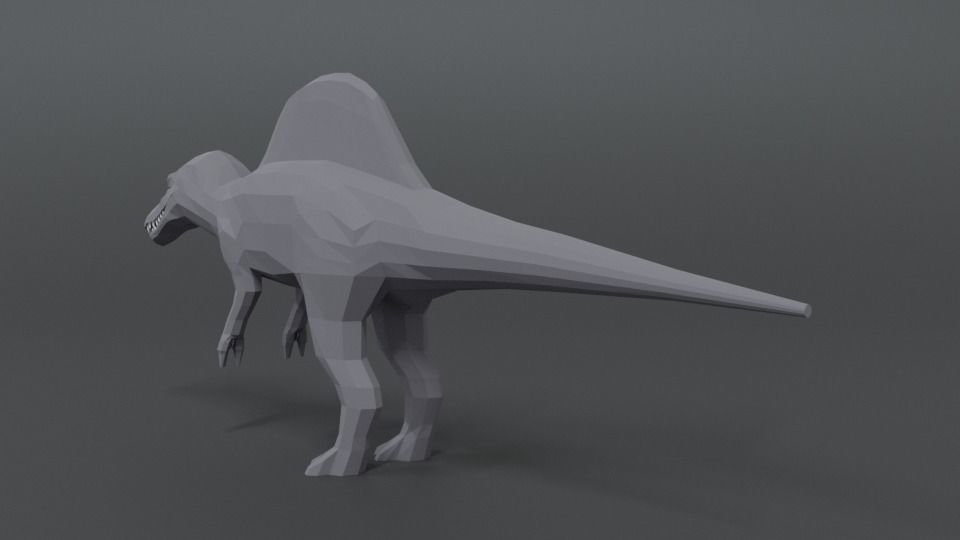 Low Poly Cartoon Spinosaurus Dinosaur Low-poly 3D model_2