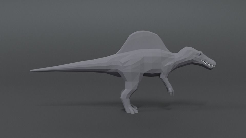 Low Poly Cartoon Spinosaurus Dinosaur Low-poly 3D model_5