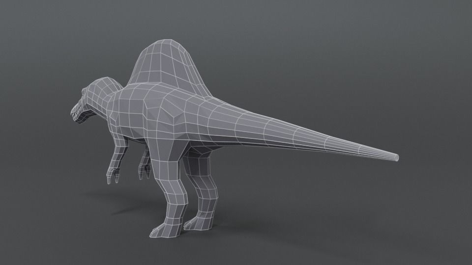 Low Poly Cartoon Spinosaurus Dinosaur Low-poly 3D model_11