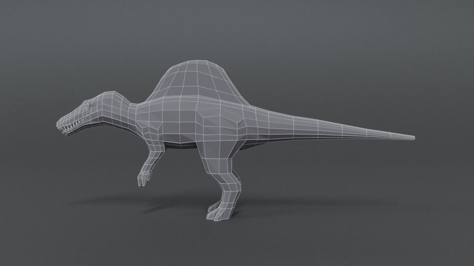 Low Poly Cartoon Spinosaurus Dinosaur Low-poly 3D model_10