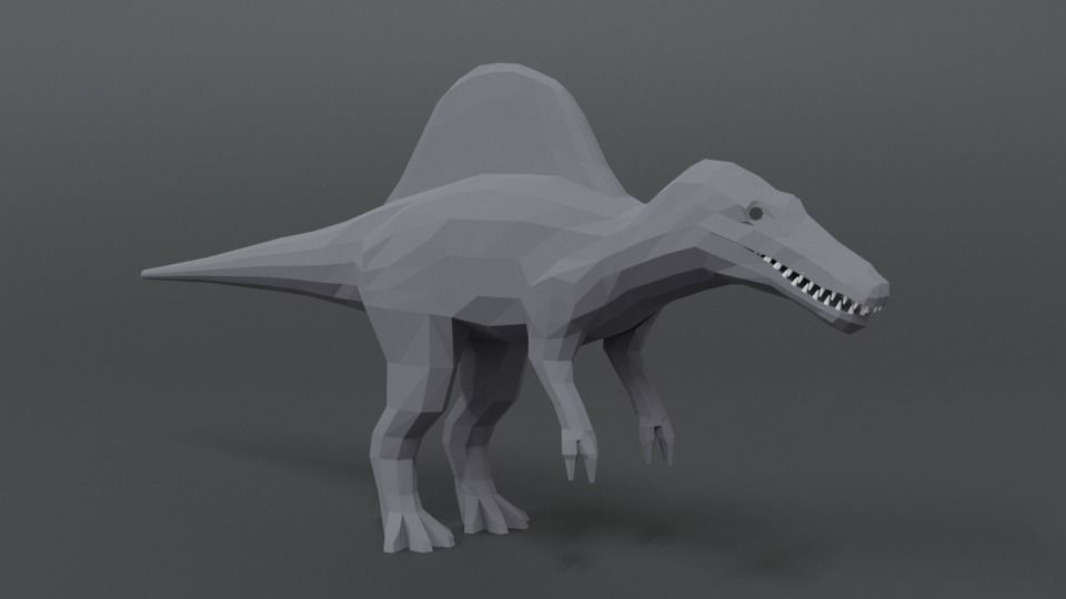 Low Poly Cartoon Spinosaurus Dinosaur Low-poly 3D model_6