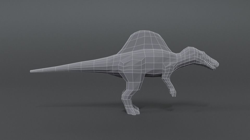 Low Poly Cartoon Spinosaurus Dinosaur Low-poly 3D model_14
