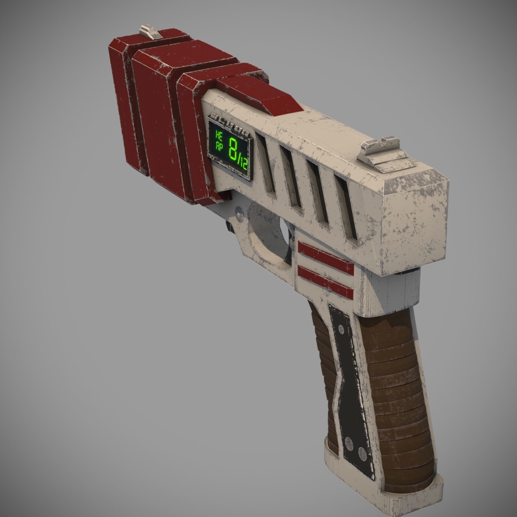 sci-fi pistol Low-poly 3D model_9