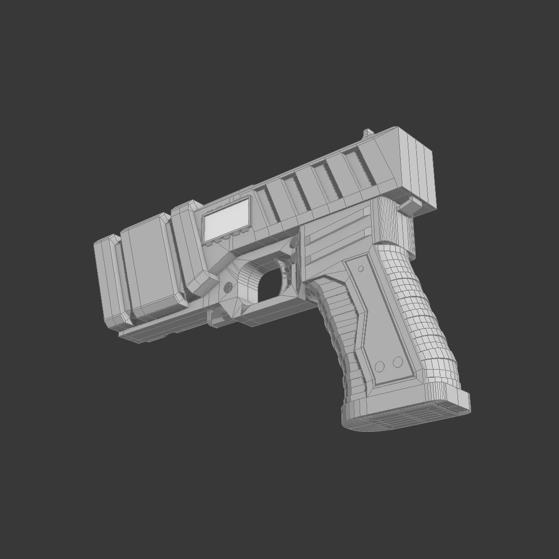 sci-fi pistol Low-poly 3D model_8