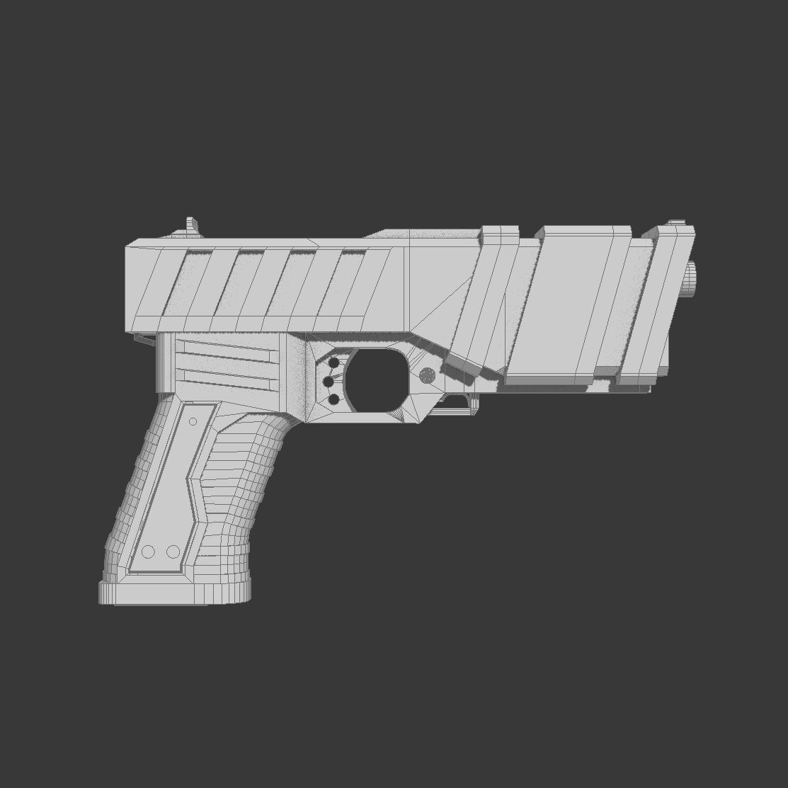 sci-fi pistol Low-poly 3D model_6