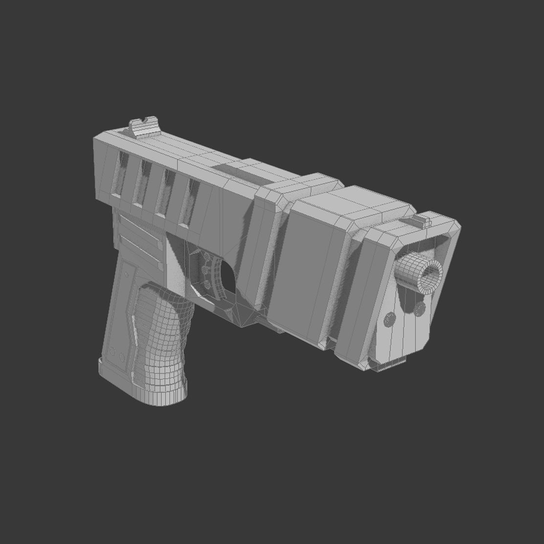 sci-fi pistol Low-poly 3D model_7