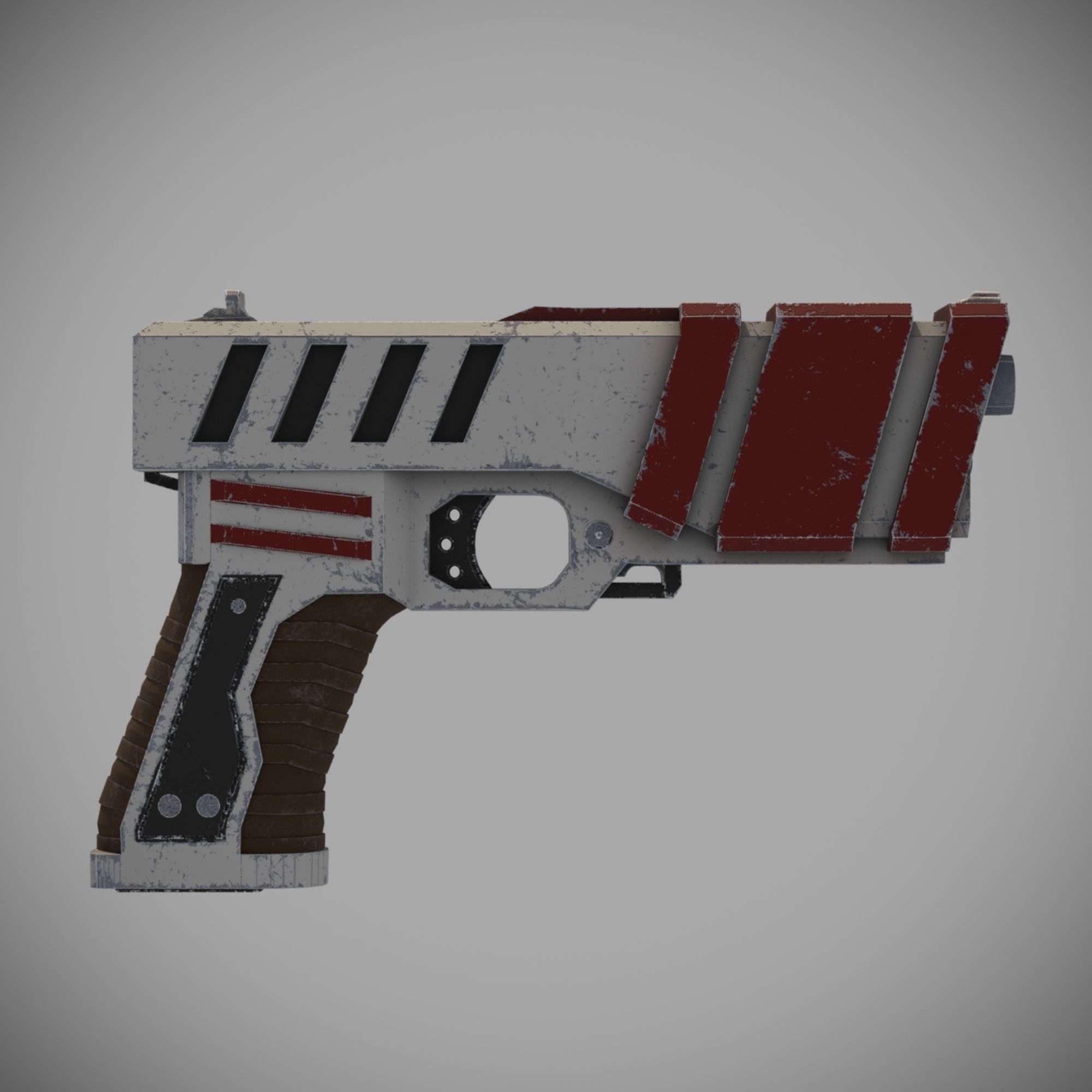 sci-fi pistol Low-poly 3D model_3