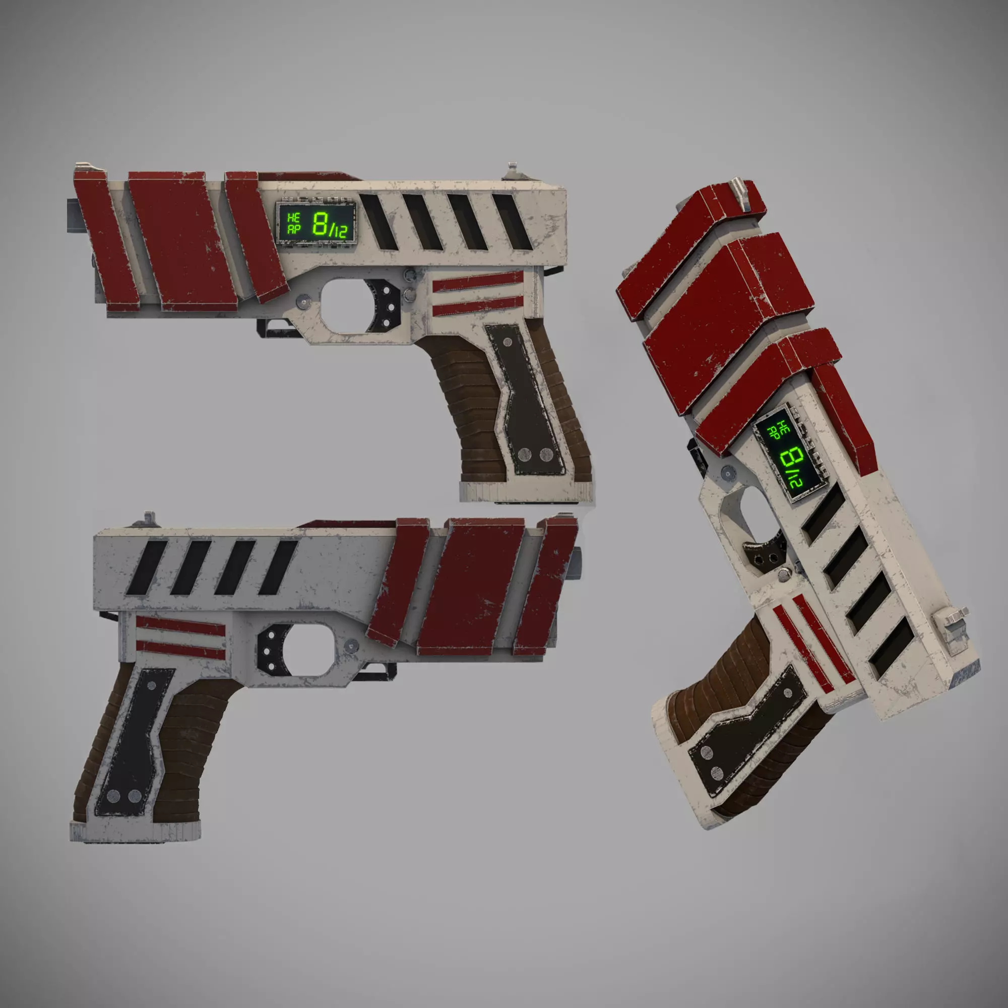 sci-fi pistol Low-poly 3D model_0