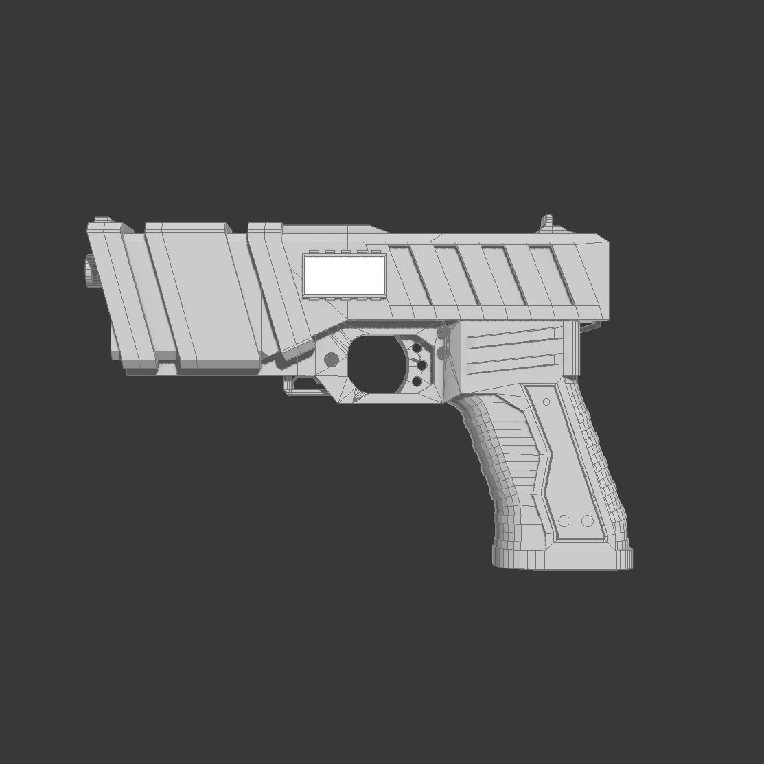 sci-fi pistol Low-poly 3D model_5