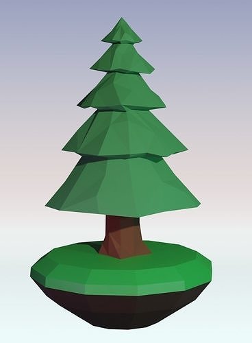 Simple fir-tree low-poly 3D model Free low-poly 3D model