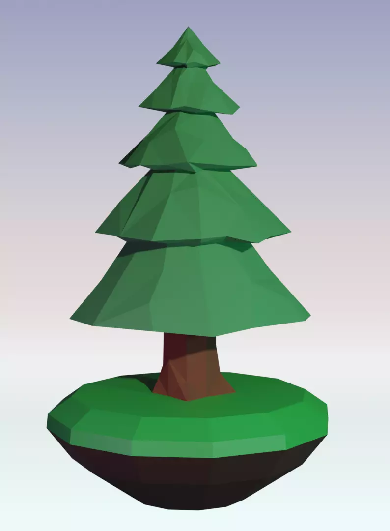 Simple fir-tree low-poly 3D model Free low-poly 3D model_0