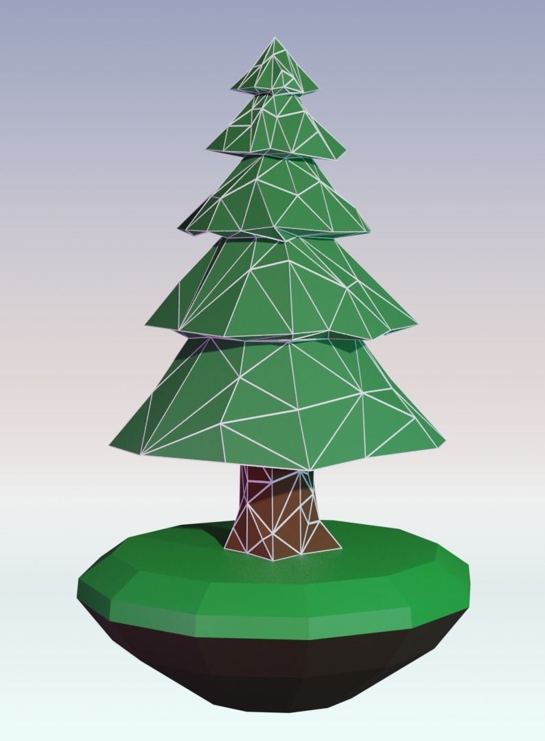 Simple fir-tree low-poly 3D model Free low-poly 3D model_1
