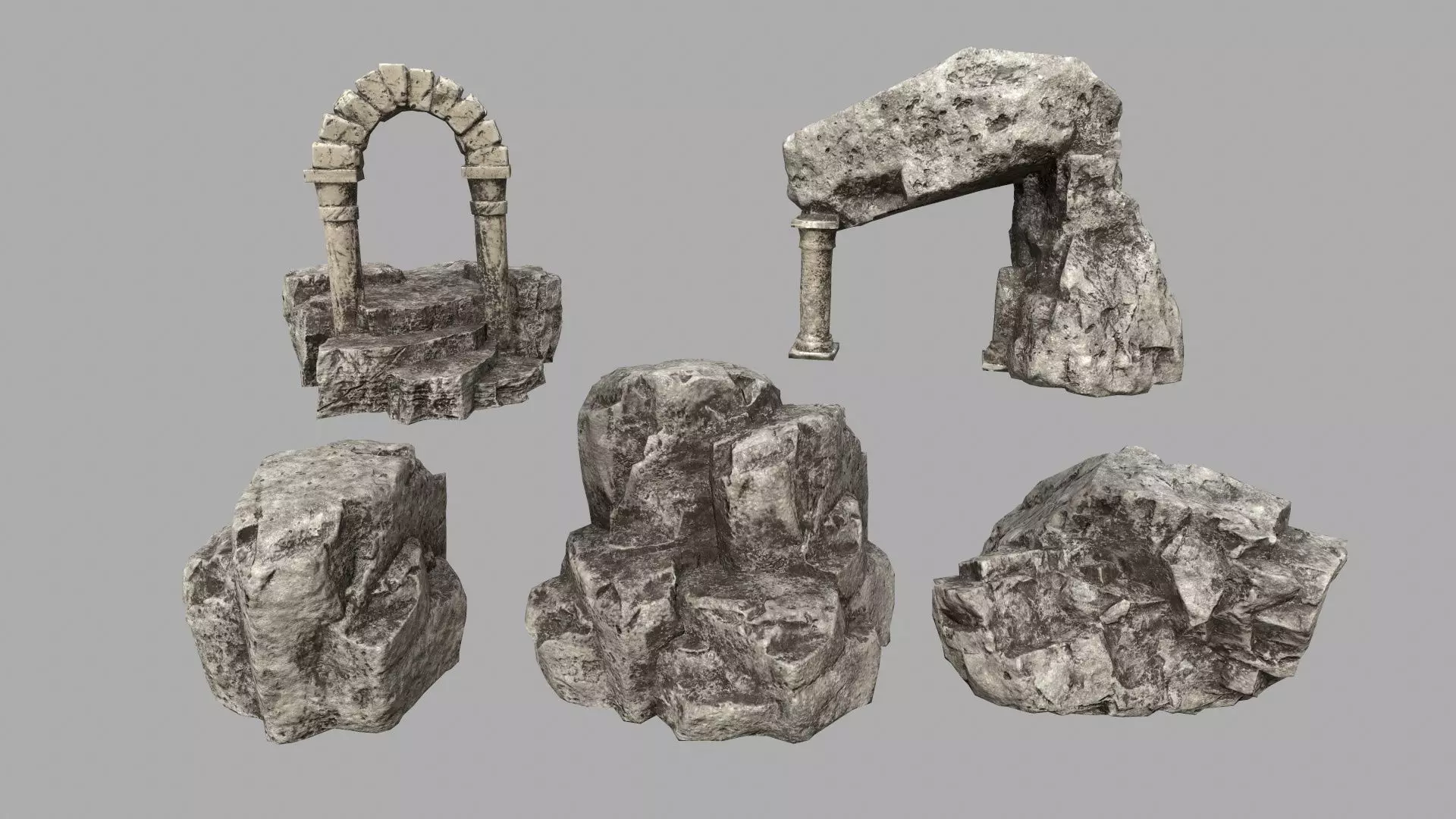Rock Set Low-poly 3D model_0