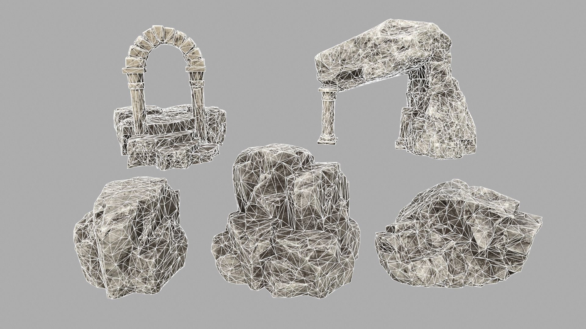 Rock Set Low-poly 3D model_1