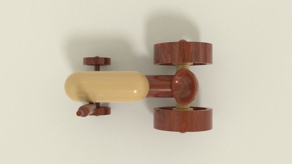 Wooden toy tractor 3D model_4