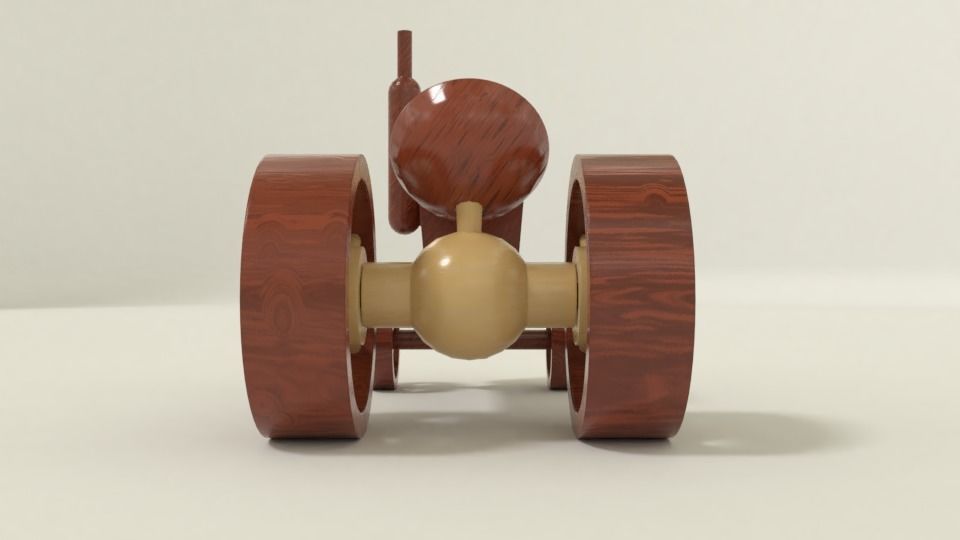 Wooden toy tractor 3D model_5