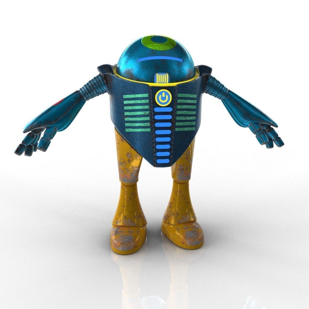 Chubby Robot Low-poly 3D model_2