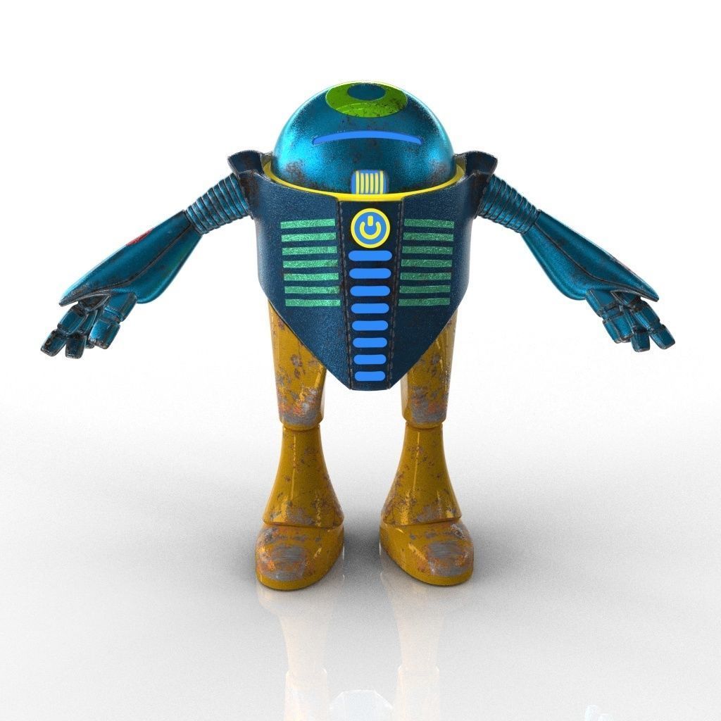 Chubby Robot Low-poly 3D model_1
